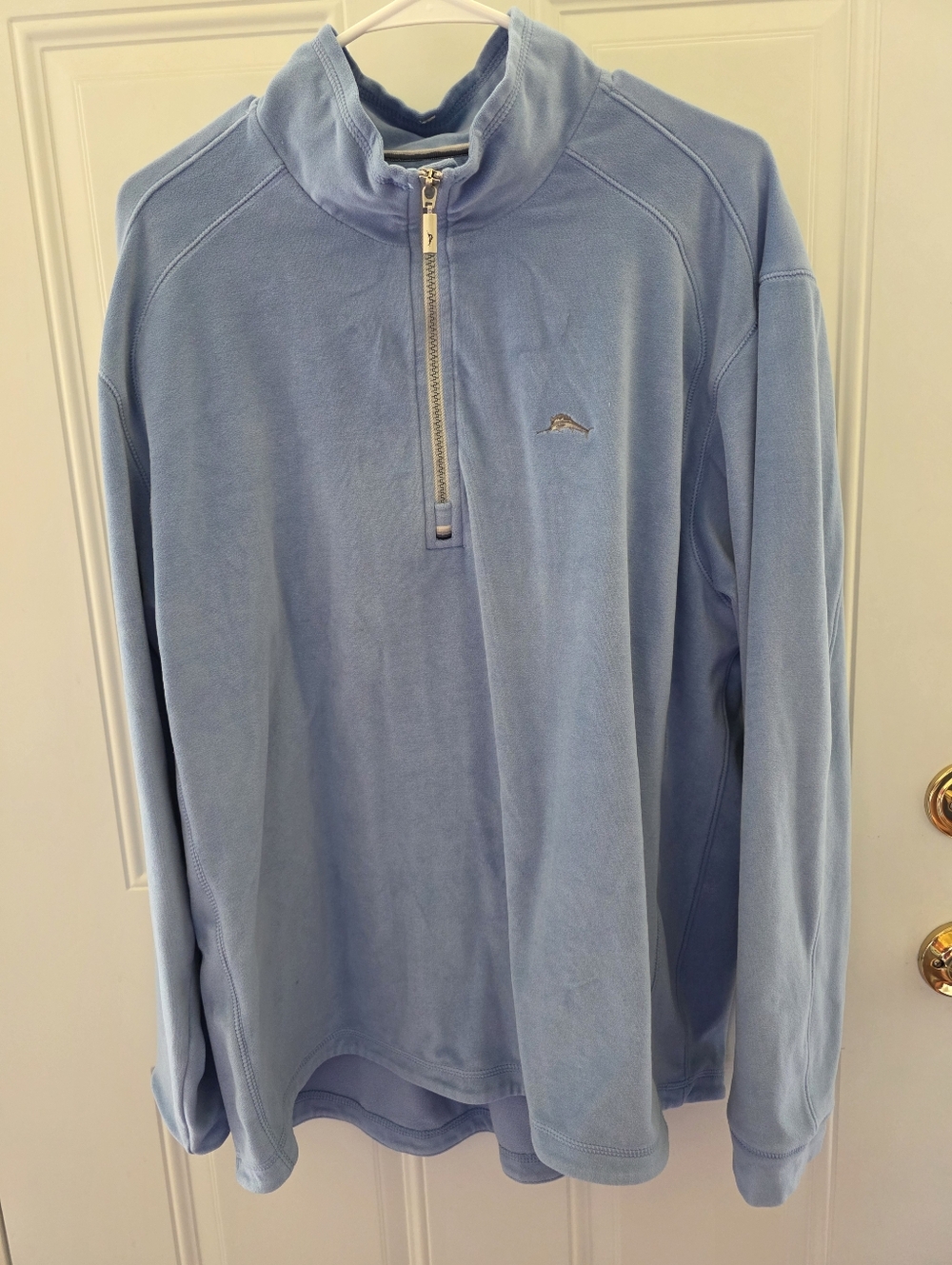 Tommy Bahama Light Blue Velour Half-Zip Pullover Sweatshirt Size XL